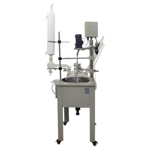30L Single Layer Lab Reactor with High Borosilicate Glass & PTFE Valves 110V Constant Temperature Control Lab Glass Reactor Chemical Jacketed Reactor Vessel for Lab Reaction Distillation in Saudi Arabia
