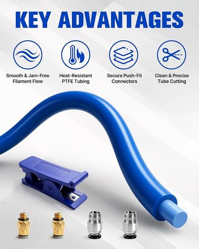 طقم أنبوب بودين بطول 3.3 قدم، أنبوب PTFE لخيوط 1.75 مم مع موصلات أنابيب PC4-M10 وPC4-M6 مع قاطع، متوافق مع ملحقات الطابعة ثلاثية الأبعاد لـ Creality Ender 3/3 Pro/3 V2/5/5 Pro/CR 10 والمزيد in Kuwait