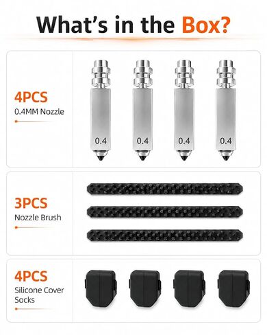 4PCS Nozzle for Kobra 4/Kobra X, 0.4MM 0.4MM 0.4MM 0.4MM Hardened Steel Integrated Nozzles kit, Quick-Swap Hotend kit with 4 Silicone Socks and 3 Cleaning Brushes in Saudi Arabia