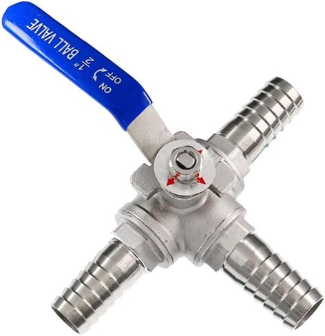 304 Stainless Steel T-Port 3-Way Ball Valve - Hose Barb Connector for Water, Oil, 6mm to 20mm Sizes(12mm) in Saudi Arabia