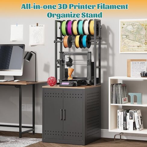 حامل طابعة Eltean 3D مع مساحة تخزين للخيوط، منضدة عمل للطابعة ثلاثية الأبعاد شديدة التحمل مع تخزين 3 طبقات و4 رفوف خيوط قابلة للتعديل، حامل طابعة مع مساحة تخزين لورشة العمل والمكتب والاستوديوهات in Kuwait