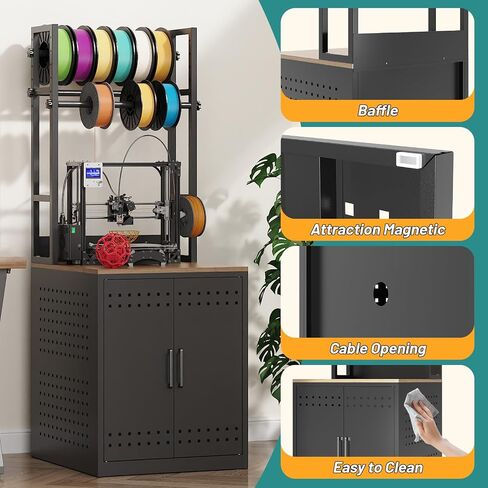 حامل طابعة Eltean 3D مع مساحة تخزين للخيوط، منضدة عمل للطابعة ثلاثية الأبعاد شديدة التحمل مع تخزين 3 طبقات و4 رفوف خيوط قابلة للتعديل، حامل طابعة مع مساحة تخزين لورشة العمل والمكتب والاستوديوهات in Kuwait