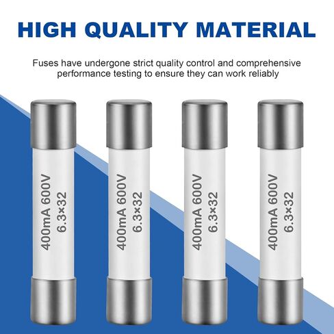 10Pcs FF400mA Multimeter Fuse 400mA 600V 6.3x32MM Digital Multi Meter Fast Acting Ceramic Fuses 0.25x1.26Inch Ceramic Fast Blow Fusibiles for Multimeters in Kuwait