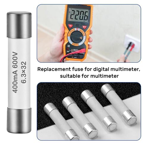 10Pcs FF400mA Multimeter Fuse 400mA 600V 6.3x32MM Digital Multi Meter Fast Acting Ceramic Fuses 0.25x1.26Inch Ceramic Fast Blow Fusibiles for Multimeters in Kuwait