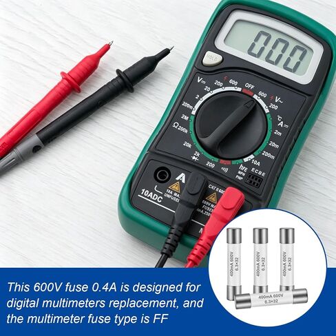 10Pcs FF400mA Multimeter Fuse 400mA 600V 6.3x32MM Digital Multi Meter Fast Acting Ceramic Fuses 0.25x1.26Inch Ceramic Fast Blow Fusibiles for Multimeters in Kuwait