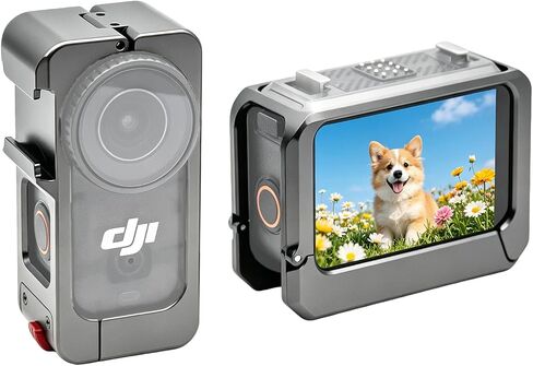 قفص بإطار معدني من Osmo Nano، بيت حماية من الألومنيوم قابل للفصل متوافق مع DJI Osmo Nano، استخدام مستقل مزدوج الوحدة، غطاء توسيع سريع التحرير مع خيط 1/4 بوصة وحامل حذاء بارد (أسود) in Kuwait