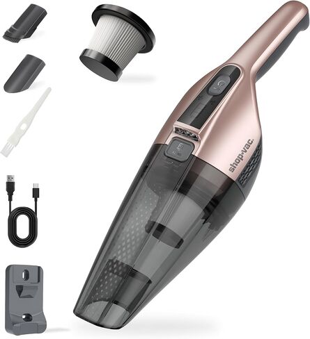 Shop-Vac S1 12V Handheld Vacuum Cordless, Dual-Speed Powerful Portable Car Vacuum Rechargeable, Wall-Mounted Lightweight Hand Vacuum for Home & Car, LED Illumination, HEPA Filter, Champagne Gold in Kuwait