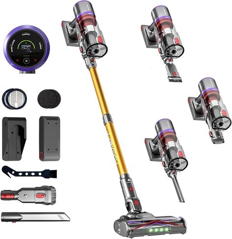 Cordless Vacuum Cleaner, 650W 55KPA 70Mins Stick Vacuum Cleaners for Home, Anti-Tangle Vacuum Cordless with Touch Screen and 1.8L Cup, Self-Standing Vacuum Cleaner for Home/Pet Hair/Carpets/Floors in Kuwait