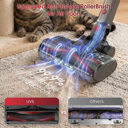 Cordless Vacuum Cleaner, 650W 55KPA 70Mins Stick Vacuum Cleaners for Home, Anti-Tangle Vacuum Cordless with Touch Screen and 1.8L Cup, Self-Standing Vacuum Cleaner for Home/Pet Hair/Carpets/Floors in Kuwait