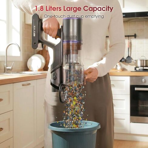 Cordless Vacuum Cleaner, 650W 55KPA 70Mins Stick Vacuum Cleaners for Home, Anti-Tangle Vacuum Cordless with Touch Screen and 1.8L Cup, Self-Standing Vacuum Cleaner for Home/Pet Hair/Carpets/Floors in Kuwait
