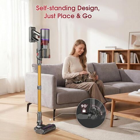 Cordless Vacuum Cleaner, 650W 55KPA 70Mins Stick Vacuum Cleaners for Home, Anti-Tangle Vacuum Cordless with Touch Screen and 1.8L Cup, Self-Standing Vacuum Cleaner for Home/Pet Hair/Carpets/Floors in Kuwait