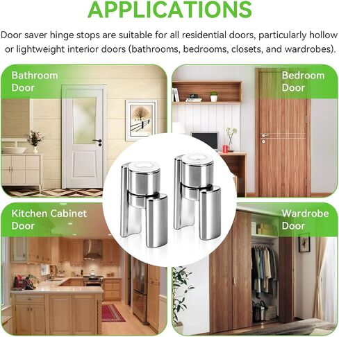 Door Saver 3 III Hinge Pin Stop, Residential Hinge Pin Door Stop | Bumperless Hinge Door Stop Fits All 3" To 4-1/2" Hinges, Door Limiter Hinge, Satin Nickel, Protects Walls/Trim/ Frames,2pcs in Kuwait