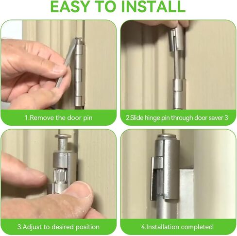 Door Saver 3 III Hinge Pin Stop, Residential Hinge Pin Door Stop | Bumperless Hinge Door Stop Fits All 3" To 4-1/2" Hinges, Door Limiter Hinge, Satin Nickel, Protects Walls/Trim/ Frames,2pcs in Kuwait