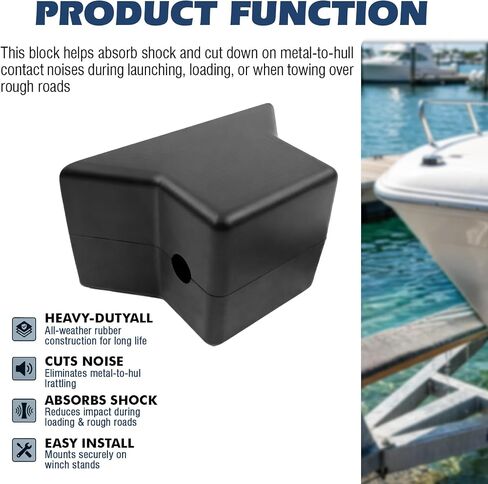 YunGlee 3" x 3" Flat Boat Trailer Rubber Block, Natural Rubber Bow Stop/Bunk End Pad, Marine Trailer Boating Tool for Winch Stands and Crossmembers in Kuwait