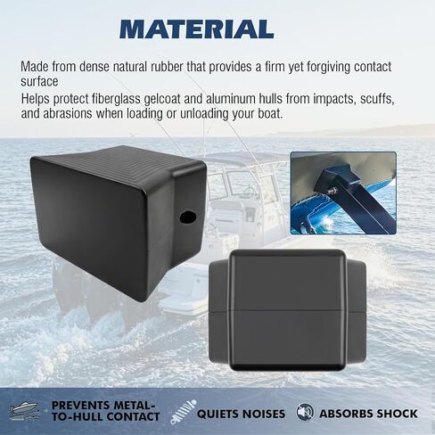 YunGlee 3" x 3" Flat Boat Trailer Rubber Block, Natural Rubber Bow Stop/Bunk End Pad, Marine Trailer Boating Tool for Winch Stands and Crossmembers in Kuwait