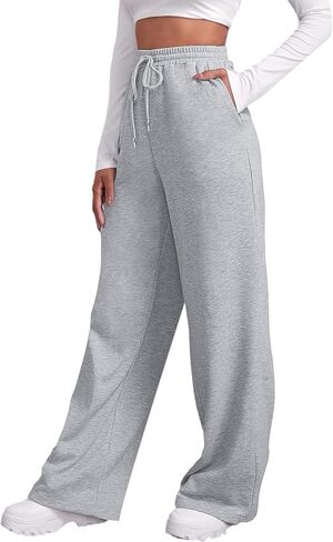 Sweatpants for Women 2026 Fashion Wide Leg Yoga Pants Lounge High Waisted Drawstring Casual Loose Baggy Pants in Kuwait