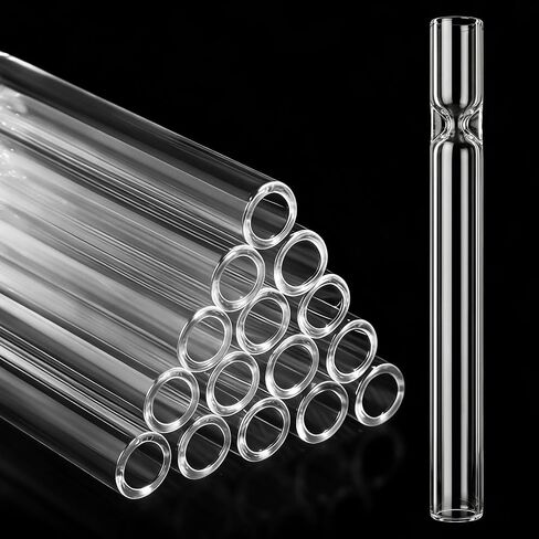 24 Pcs Borosilicate Glass Tubes 4.4 Inch, Thick Wall Heat Resistant Clear Glass Blowing Tubing 12mm OD 8mm ID for Laboratory Experiments Craft Industrial DIY Projects Acid Alkali Resistant in Kuwait