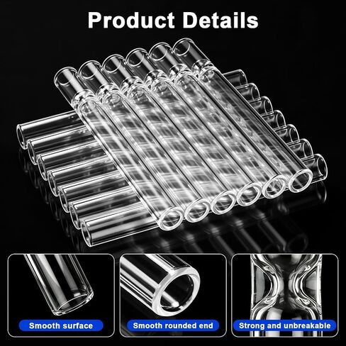 24 Pcs Borosilicate Glass Tubes 4.4 Inch, Thick Wall Heat Resistant Clear Glass Blowing Tubing 12mm OD 8mm ID for Laboratory Experiments Craft Industrial DIY Projects Acid Alkali Resistant in Kuwait