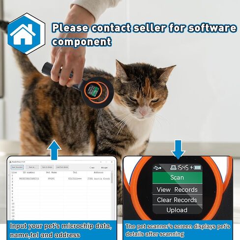 Fafeicy Pet Chip Reader, ABS Animal Chip Scanner with EMID FDX B ISO11784 85 Support, 2.4G BT USB, 1.44 Inch TFT, 240 Tag Storage, for Shelters Vets Breeders in Kuwait