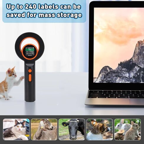 Fafeicy Pet Chip Reader, ABS Animal Chip Scanner with EMID FDX B ISO11784 85 Support, 2.4G BT USB, 1.44 Inch TFT, 240 Tag Storage, for Shelters Vets Breeders in Kuwait