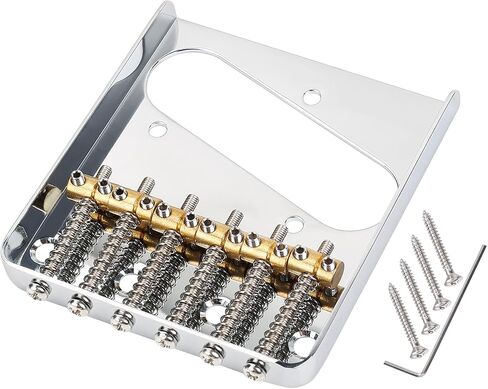 Banworks Fixed Bridge Tailpiece Non-Tremolo 6-String Tailpiece 54mm (2-1/8") String Through Body Fixed Hardtail Bridge with 3 Brass Saddles for Squier Tele Electric Guitar JT/GDQQ-05 Black in Saudi Arabia