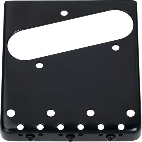 Banworks Fixed Bridge Tailpiece Non-Tremolo 6-String Tailpiece 54mm (2-1/8") String Through Body Fixed Hardtail Bridge with 3 Brass Saddles for Squier Tele Electric Guitar JT/GDQQ-05 Black in Saudi Arabia