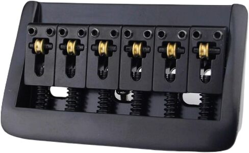 Guyker Adjustable Guitar Bridge 10.5mm String Space with Copper Fixed Saddles and Zinc Block Replacement Part for 6 String Electric Guitar (GG2006, Gold) in Kuwait