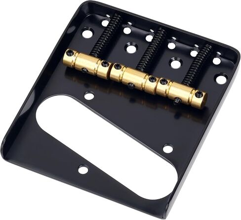 Banworks Fixed Bridge Tailpiece Non-Tremolo 6-String Tailpiece 54mm (2-1/8") String Through Body Fixed Hardtail Bridge with 3 Brass Saddles for Squier Tele Electric Guitar JT/GDQQ-05 Black in Saudi Arabia