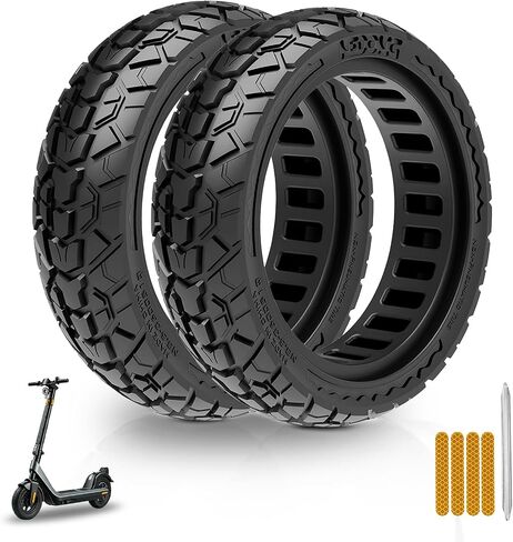 إطار سكوتر 60/70-6.5 بدون أنبوب، 10x2.50 إطارات صلبة بديلة أمامية أو خلفية مقاومة للانفجار، 10x2.50-6.5 إطار للطرق الوعرة بدون هواء لـ Segway G30/G30D/G30LP/G30D II قطعتان (أسود) in Kuwait