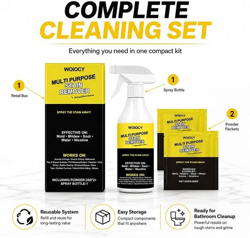 2-Pack Multi-Purpose Stain Remover, All Purpose Cleaner Spray for Water Marks, Yellowing, Soot & Residue, Indoor & Outdoor Hard Surfaces in Kuwait