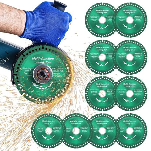 10 Pack 4 Inch Cutting Discs for Angle Grinder 7/8'' Arbor, Max 13,000 RPM, Smooth Cutting in Seconds, Multifunctional Cutting Saw Blade for Ceramic Tile Metal Wood (Green) in Kuwait