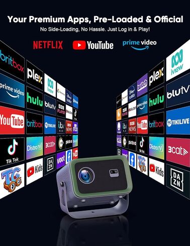 [Netflix Compatible & Dolby Audio] TMY Smart Projector with WiFi and Bluetooth, Real 4K Support Outdoor Movie Projector, Auto Keystone & 360° Rotatable Stand Portable projector for Indoor and Outdoor in Saudi Arabia
