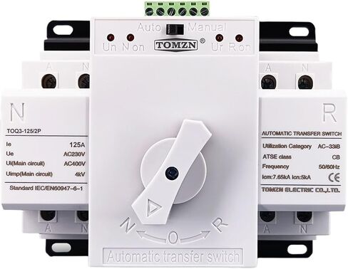 ATS 2P 125A 230V MCB Type Dual Power Automatic Transfer Switch TOQ3-2P/125 PV City Generator in Kuwait