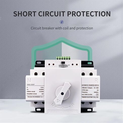 ATS 2P 125A 230V MCB Type Dual Power Automatic Transfer Switch TOQ3-2P/125 PV City Generator in Kuwait