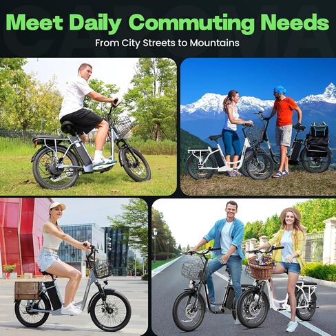 Caroma Peak 1200W Electric Scooter with Seat, 20" Tires,30Miles&20MPH | All Terrain E Scooter with 2 Seats,Adjustable Electric Scooter for Adults with Basket,Adult Electric Bicycles in Kuwait
