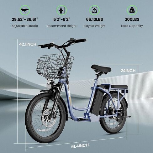 Caroma Peak 1200W Electric Scooter with Seat, 20" Tires,30Miles&20MPH | All Terrain E Scooter with 2 Seats,Adjustable Electric Scooter for Adults with Basket,Adult Electric Bicycles in Kuwait