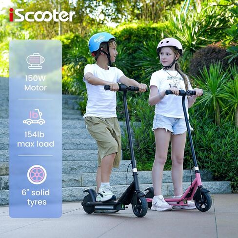 سكوتر كهربائي iScooter IK3 للأطفال من عمر 6 إلى 12 عامًا، محرك 150 وات، شاشة LED، 3 سرعات قابلة للتعديل، أضواء ملونة، فرامل مزدوجة، سكوتر كهربائي للأطفال مع شحن مغناطيسي (IK3-3/6/10MPH، أسود) in Kuwait