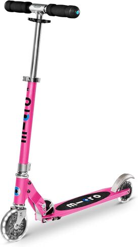 Micro Kickboard | Sprite Foldable LED Scooter for Ages 6+ | Children up to 220 lbs | 2 Wheel | Travel Ready | Adjustable T Bar | Smooth Ride, Motion Activated PU LED Wheels | Swiss Design (Pink) in Kuwait