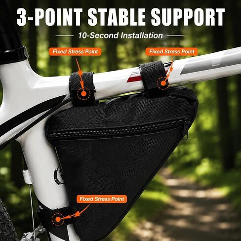 Triangle Bike Frame Bag, Waterproof Reflective Zippered Storage Pouch for MTB Mountain Road Bike Cycling Use (Black) in Kuwait
