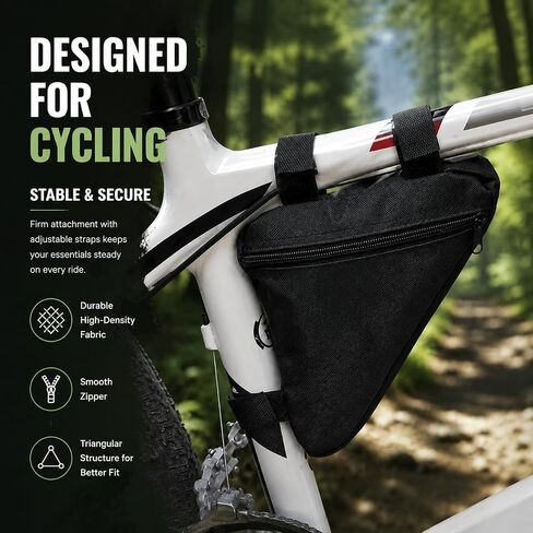 Triangle Bike Frame Bag, Waterproof Reflective Zippered Storage Pouch for MTB Mountain Road Bike Cycling Use (Black) in Kuwait