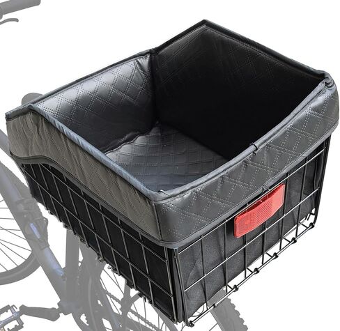Large Bike Rear Basket Thickened Folding Bicycle Basket with Leather Liner Bag Waterproof Cover Cargo Net Quick Release in Kuwait