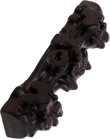 Mobestech Wooden Flute Display Stand with Carved Pen Rest, Dual Flute Holder Desktop Rack for Woodwind Instrument Storage and Music Accessories Organization in Kuwait