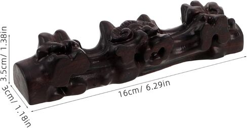 Mobestech Wooden Flute Display Stand with Carved Pen Rest, Dual Flute Holder Desktop Rack for Woodwind Instrument Storage and Music Accessories Organization in Kuwait
