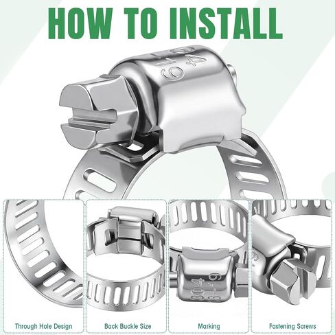 Shimeyao 300 Pcs Hose Clamp Assortment Kit 1/2'' - 3/4'' (13-19Mm) 304 Stainless Steel Hose Clamps Bulk Worm Gear Fuel Line Clip for Automotive Plumbing Intercooler Tube Pipe Radiator in Kuwait