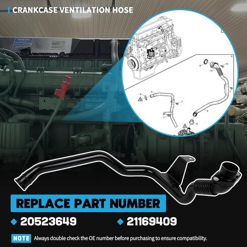 Crankcase Ventilation Pipe Hose PCV Vent Breather Tube Fit For Volvo FH13 FM13 FMX D13 Engine 2009-2018 Heavy Duty Diesel Truck Oil Mist Separator Crankcase Hose Replaces 21169409 20523649 in Kuwait