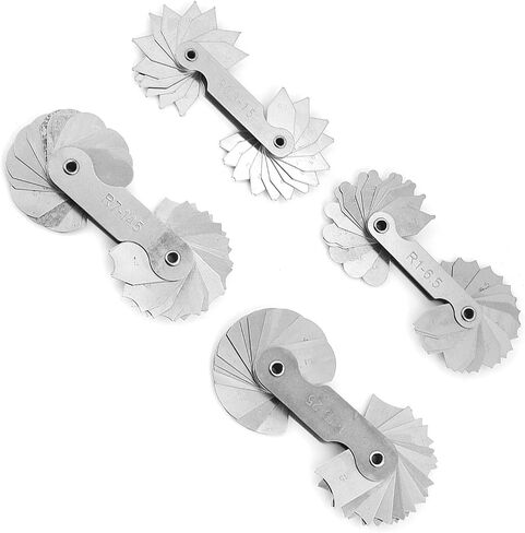 BRRNOO Stainless Steel Radius Fillet Set, Durable, 4pcs R0.3-1.5, R1-6.5, R7-14.5, R15-25, with two types of leaves, for tool & die makers, machinists in Kuwait