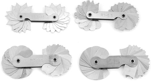 BRRNOO Stainless Steel Radius Fillet Set, Durable, 4pcs R0.3-1.5, R1-6.5, R7-14.5, R15-25, with two types of leaves, for tool & die makers, machinists in Kuwait