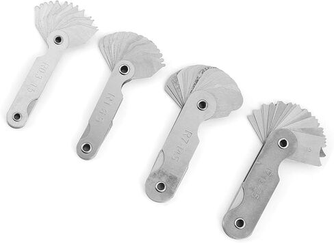 BRRNOO Stainless Steel Radius Fillet Set, Durable, 4pcs R0.3-1.5, R1-6.5, R7-14.5, R15-25, with two types of leaves, for tool & die makers, machinists in Kuwait