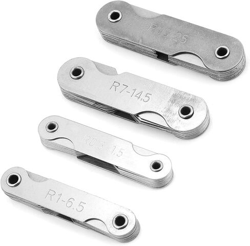 BRRNOO Stainless Steel Radius Fillet Set, Durable, 4pcs R0.3-1.5, R1-6.5, R7-14.5, R15-25, with two types of leaves, for tool & die makers, machinists in Kuwait