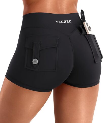 شورت YEOREO CoreFlex للسيدات للتمرين منخفض الارتفاع مخفي وجيوب لرفع المؤخرة مقاس 2.5 بوصة in Kuwait